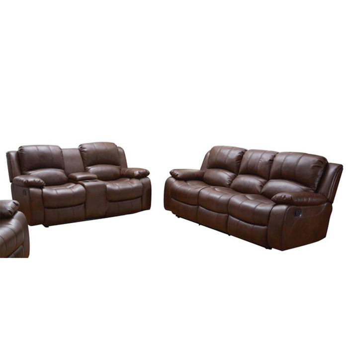 2-Pieces Bonded Leather Motion Glider Recliner Loveseat Sofa