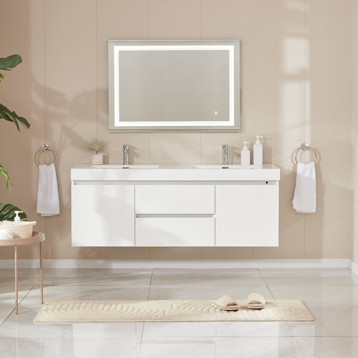 Annecy 60" Double Sink Wall Mounted Bathroom Vanity Set - HomeBeyond