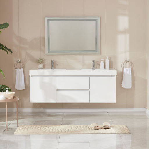 Annecy 60" Double Sink Wall-Mounted Bathroom Vanity Set - HomeBeyond