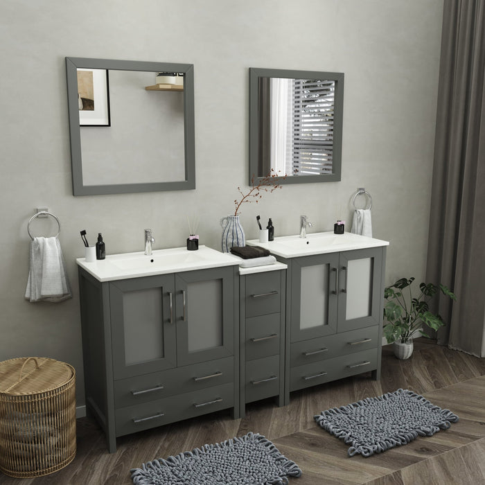 Brescia 72" Double Sink Modern Bathroom Vanity Set - HomeBeyond