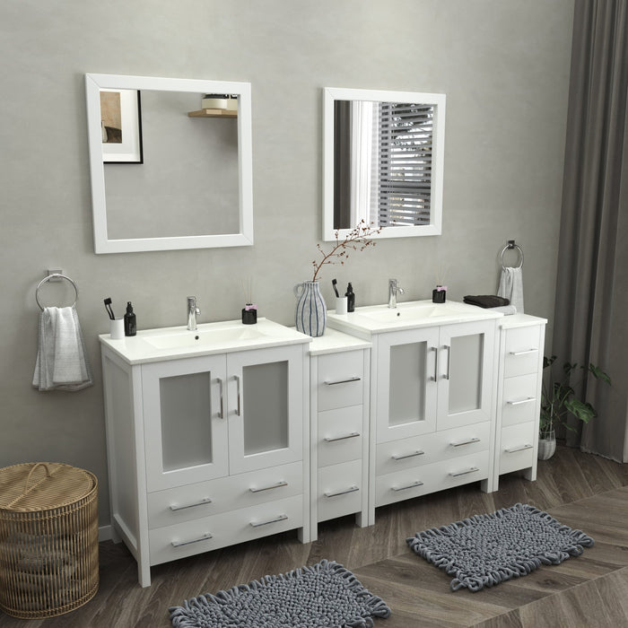 Brescia 84" Double Sink Modern Bathroom Vanity Set - HomeBeyond