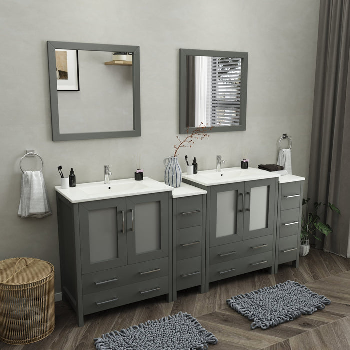 Brescia 84" Double Sink Modern Bathroom Vanity Set - HomeBeyond