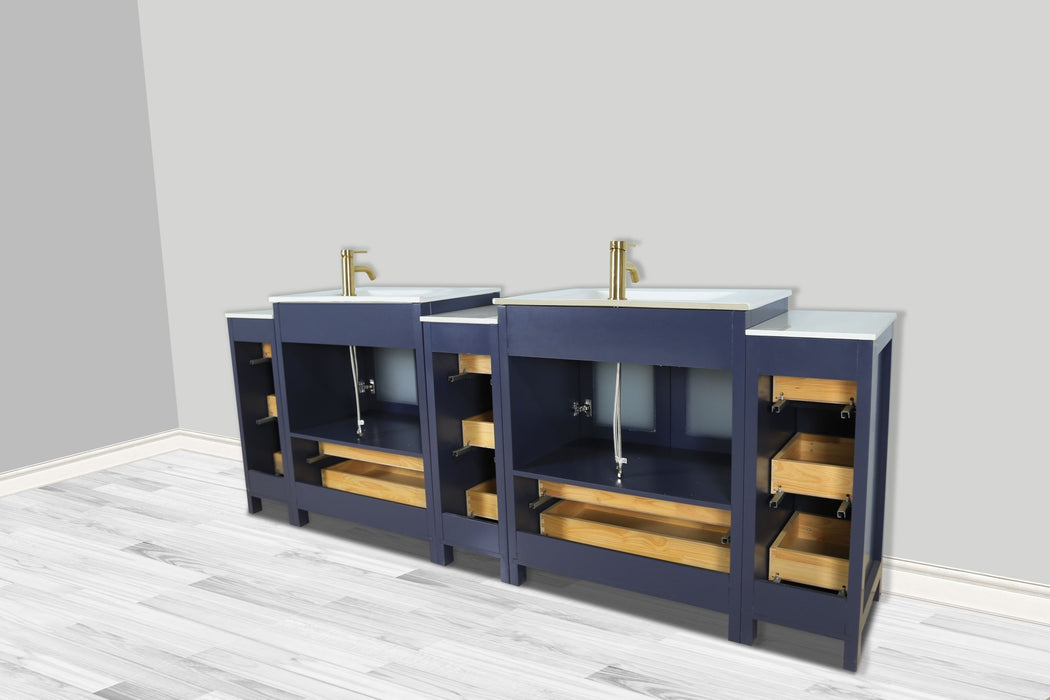 Brescia 96" Double Sink Modern Bathroom Vanity Set - HomeBeyond