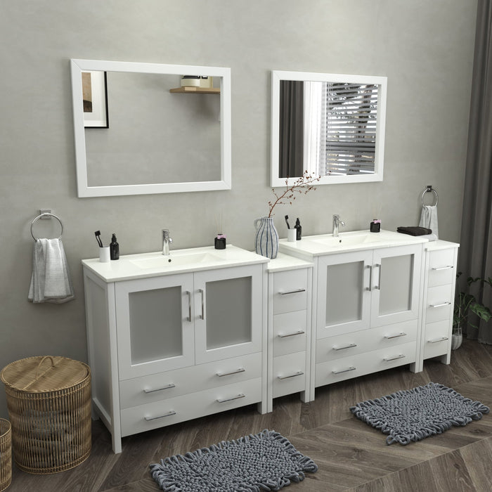 Brescia 96" Double Sink Modern Bathroom Vanity Set - HomeBeyond