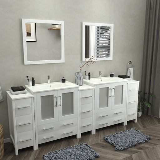 Brescia 96" Double Sink Modern Bathroom Vanity Set - HomeBeyond