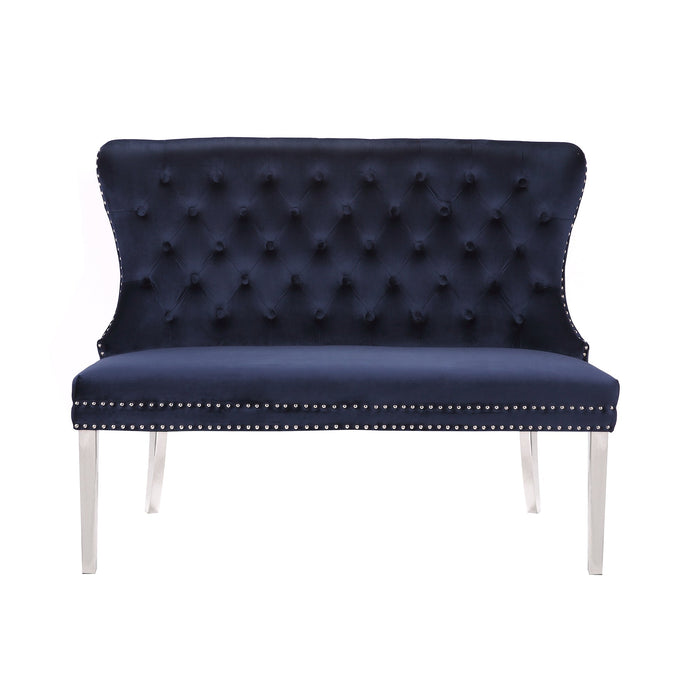 Button Tufted Loveseat Armless Settee Velvet Couch Upholstered Wingback Sofa Banquette Bench - HomeBeyond