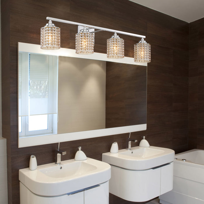 Elegant Cut Crystal Glass 4 Lights Bath Vanity Light for Over Mirror Hallway Living Room - HomeBeyond