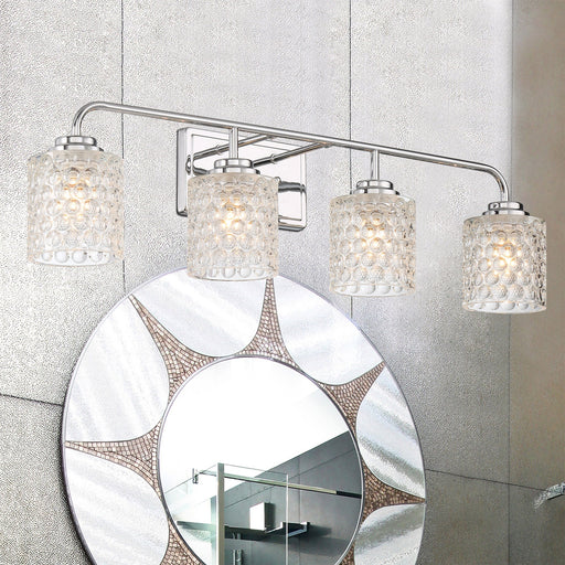 Elegant Cut Crystal Glass 4 Lights Bath Vanity Light for Over Mirror Hallway Living Room - HomeBeyond