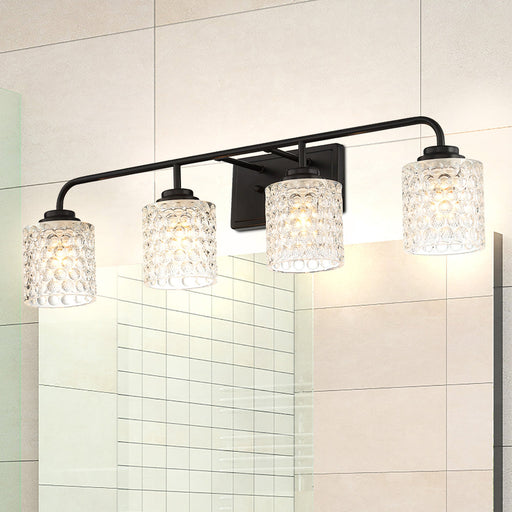 Elegant Cut Crystal Glass 4 Lights Bath Vanity Light for Over Mirror Hallway Living Room - HomeBeyond