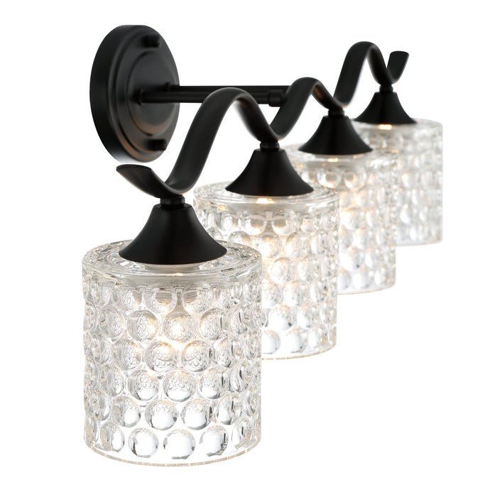 Elegant Cut Crystal Glass 4 Lights Dimmable Matte Black - HomeBeyond