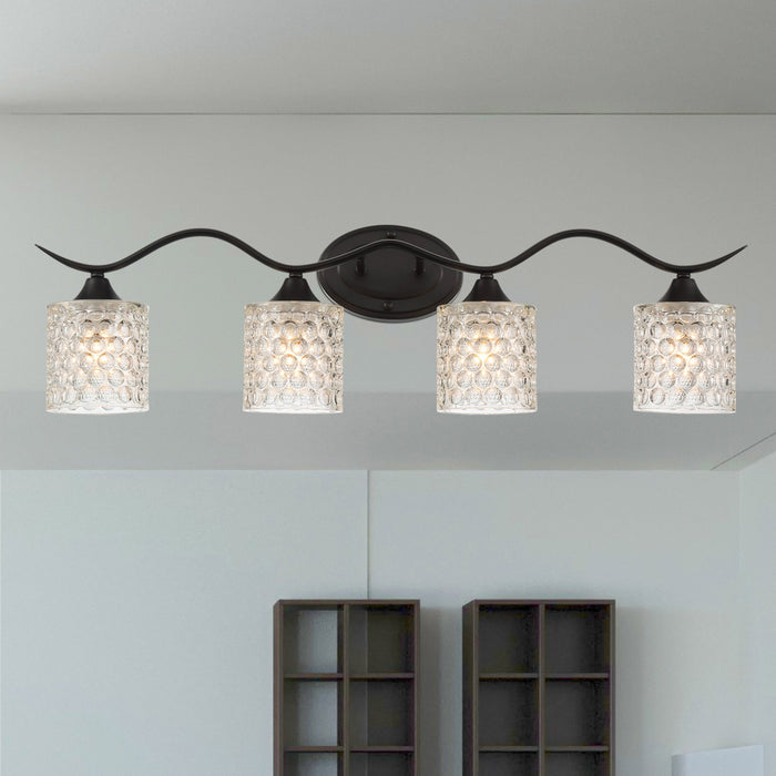 Elegant Cut Crystal Glass 4 Lights Dimmable Matte Black - HomeBeyond