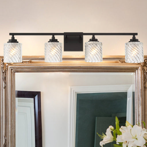 Elegant Cut Crystal Glass 4 Lights Dimmable Matte Black / Polished Chrome Vanity Light for Mirror Hallway Living Room - HomeBeyond