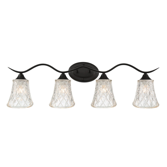 Elegant Cut Crystal Glass 4 Lights Dimmable Matte Black / Polished Chrome Wall Vanity Light for Mirror Hallway Living Room - HomeBeyond