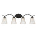Elegant Cut Crystal Glass 4 Lights Dimmable Matte Black / Polished Chrome Wall Vanity Light for Mirror Hallway Living Room - HomeBeyond