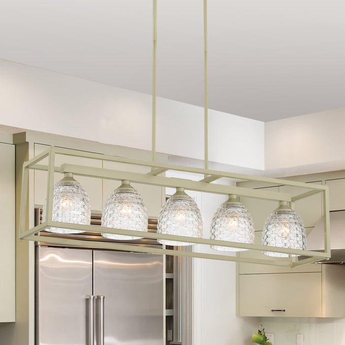 Elegant Cut Crystal Glass 5 Lights Kitchen Island Pendant Chandelier - HomeBeyond