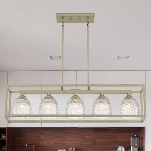 Elegant Cut Crystal Glass 5 Lights Kitchen Island Pendant Chandelier - HomeBeyond