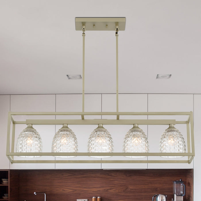Elegant Cut Crystal Glass 5 Lights Kitchen Island Pendant Chandelier - HomeBeyond