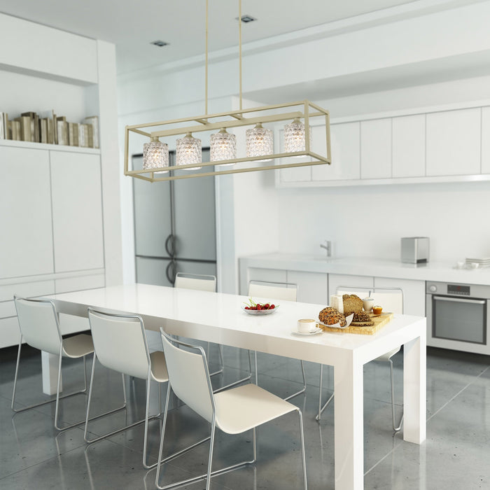 Elegant Cut Crystal Glass 5 Lights Linear Pendant Chandelier for Dining Room - HomeBeyond