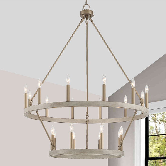 Farmhouse Vintage 20 Lights Wagon Wheel Chandelier Lighting - HomeBeyond