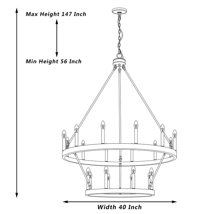 Farmhouse Vintage 20 Lights Wagon Wheel Chandelier Lighting - HomeBeyond