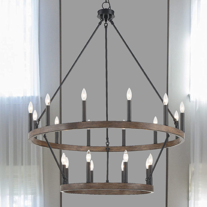 Farmhouse Vintage 20 Lights Wagon Wheel Chandelier Lighting - HomeBeyond