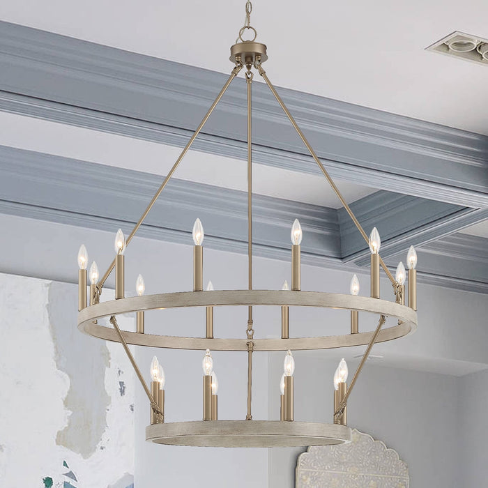 Farmhouse Vintage 20 Lights Wagon Wheel Chandelier Lighting - HomeBeyond