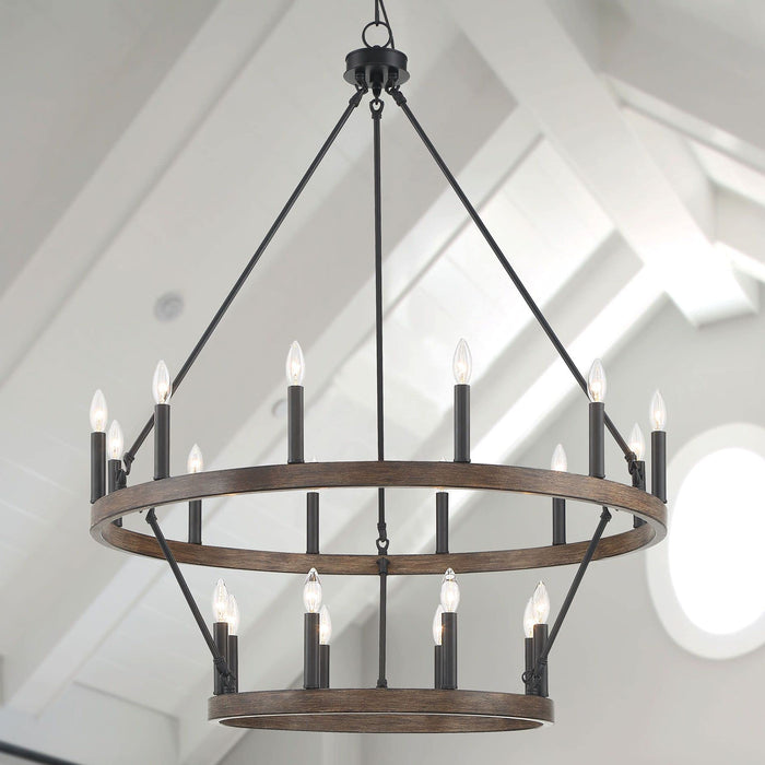 Farmhouse Vintage 20 Lights Wagon Wheel Chandelier Lighting - HomeBeyond