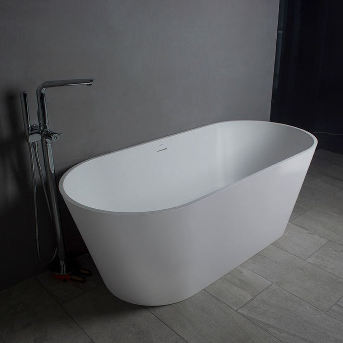 Flatbottom Freestanding Solid Surface Resin Stone Bathtub - HomeBeyond