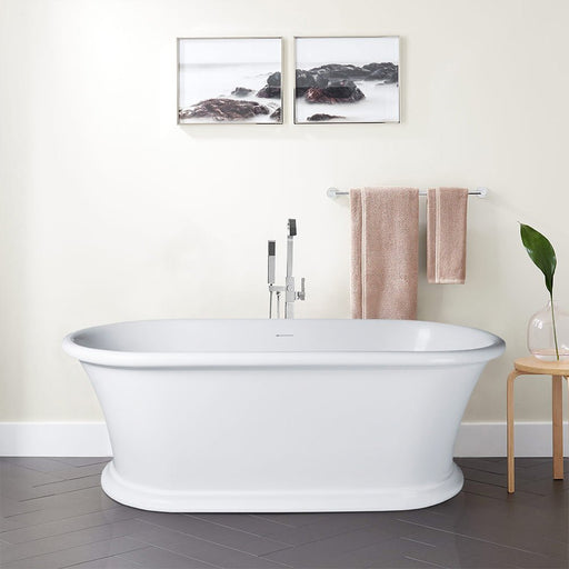 Flatbottom Freestanding Solid Surface Resin Stone Bathtub - HomeBeyond