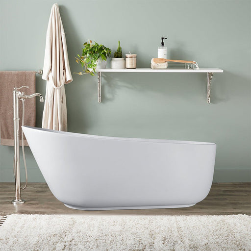 Flatbottom Freestanding Solid Surface Resin Stone Bathtub - HomeBeyond