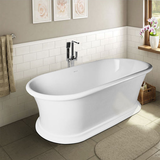 Flatbottom Freestanding Solid Surface Resin Stone Bathtub - HomeBeyond