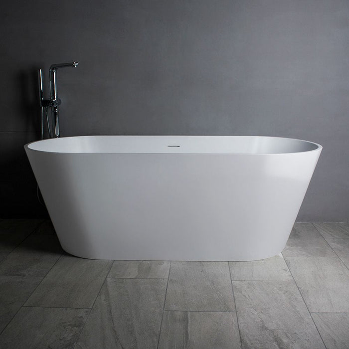 Flatbottom Freestanding Solid Surface Resin Stone Bathtub - HomeBeyond