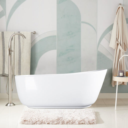 Flatbottom Freestanding Solid Surface Resin Stone Bathtub - HomeBeyond