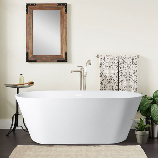 Flatbottom Freestanding Solid Surface Resin Stone Bathtub - HomeBeyond