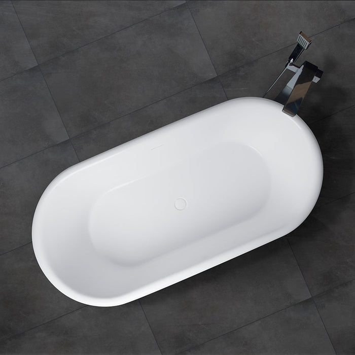 Flatbottom Freestanding Solid Surface Resin Stone Bathtub - HomeBeyond