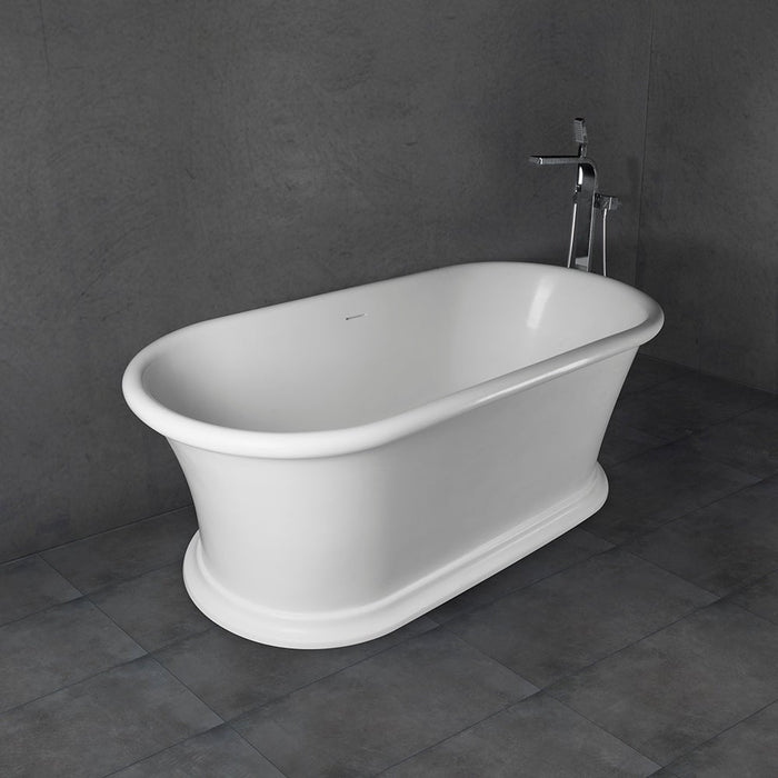 Flatbottom Freestanding Solid Surface Resin Stone Bathtub - HomeBeyond