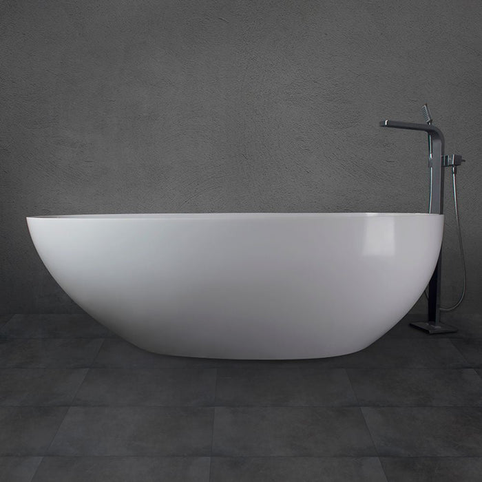 Flatbottom Freestanding Solid Surface Resin Stone Bathtub - HomeBeyond