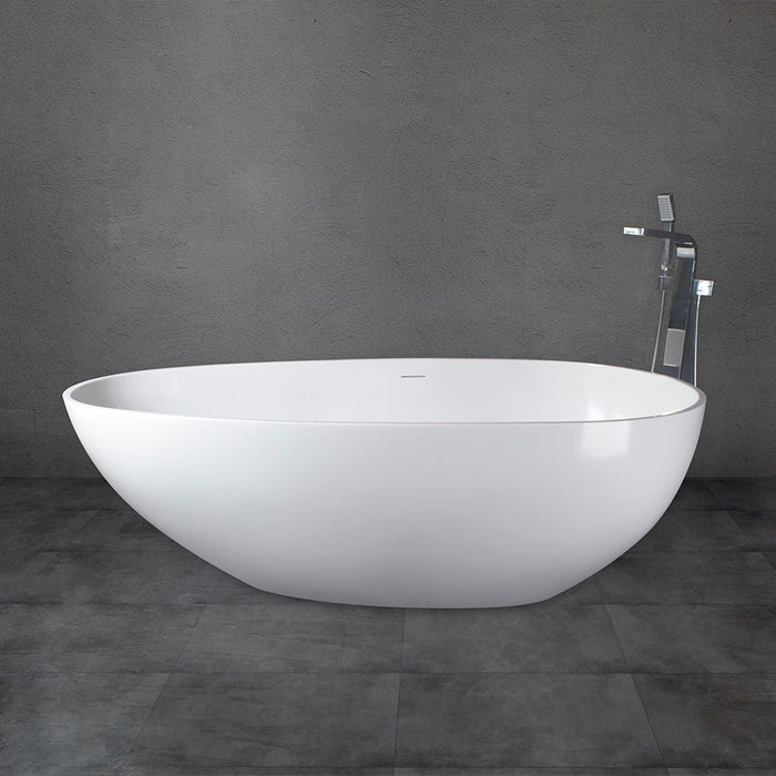 Flatbottom Freestanding Solid Surface Resin Stone Bathtub - HomeBeyond