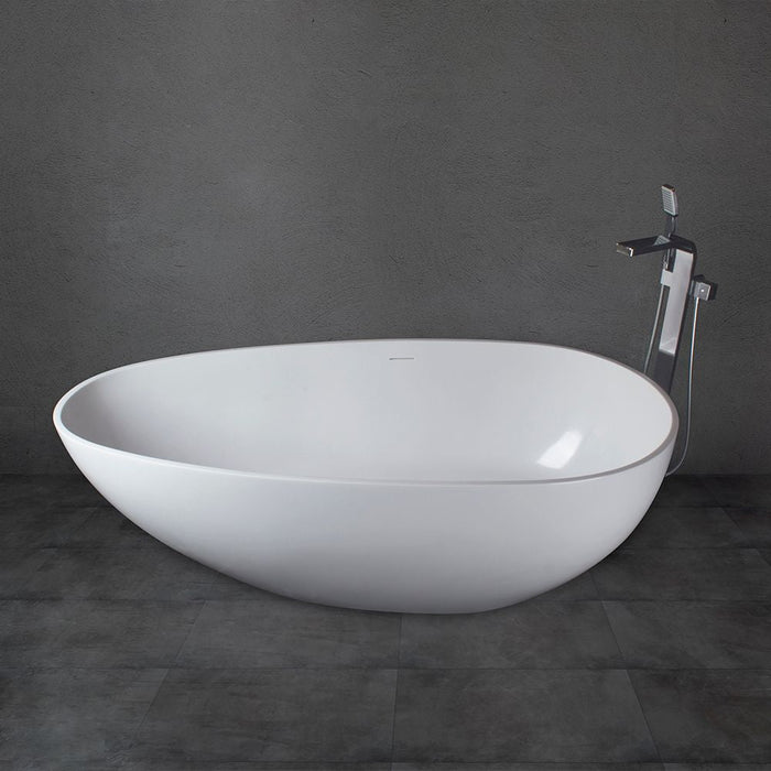 Flatbottom Freestanding Solid Surface Resin Stone Bathtub - HomeBeyond