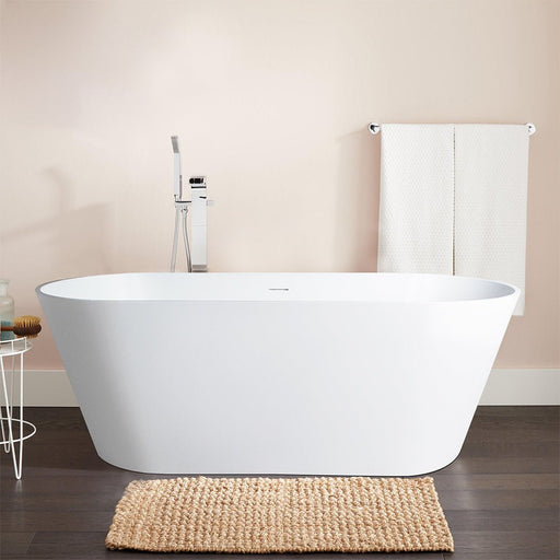 Flatbottom Freestanding Solid Surface Resin Stone Bathtub - HomeBeyond