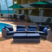 High-Density Polyethylene (HDPE) Wicker 6-Piece Fully Assembled Patio Couch Outdoor Sectional Sofa Set with Navy Blue Cushions - HomeBeyond