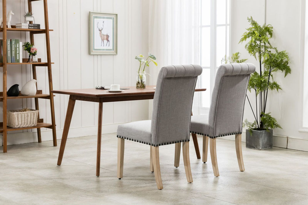 HomeBeyond Button Tufted Comfortable Armless Set of 2 PC Dining Chairs | Fabric Upholstered Leisure Padded Chair with Solid Wooden Legs- UC-2T/G - HomeBeyond