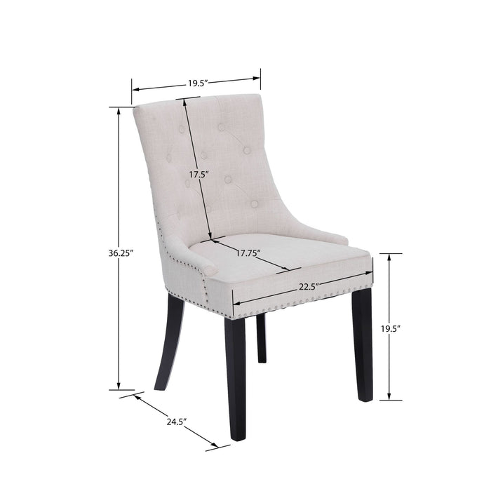 Button Tufted Dining Chairs Set of Fabric Upholstered