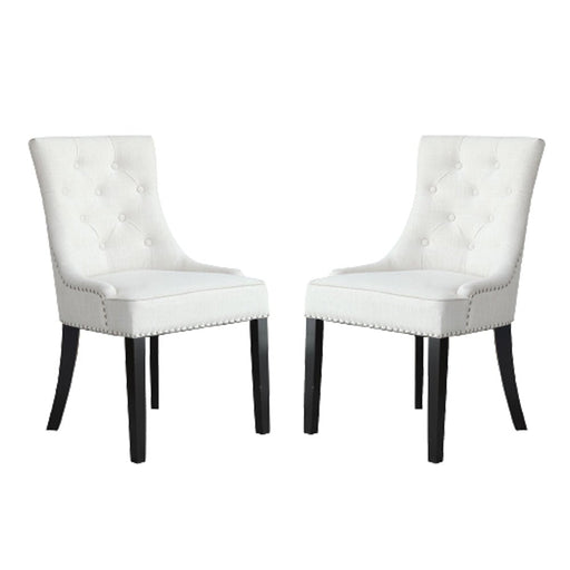 HomeBeyond Button Tufted Comfortable Arms Set of 2 PC Dining Room Chairs Fabric Upholstered Leisure Padded Chair with Solid Wooden Legs - UC-1T/G - HomeBeyond