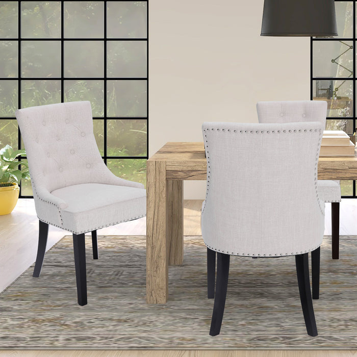 Button Tufted Dining Chairs - Set of 2, Fabric Upholstered