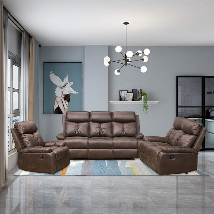 HomeBeyond Douglass Circle Reclining 3 Piece Living Room Set - HomeBeyond