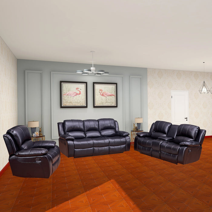 HomeBeyond Dowdle 3 Piece Living Room Set in Black - HomeBeyond