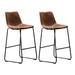 HomeBeyond Set of 2 Pcs Synthetic Leather Upholstered Barstools Armless Dining Chairs with Metal Legs UC-13H - HomeBeyond