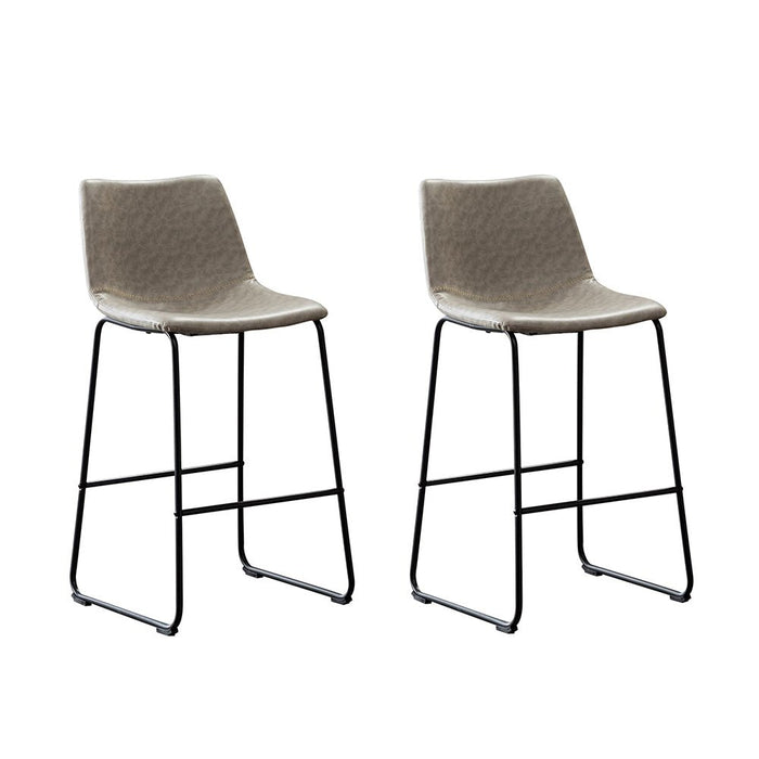 HomeBeyond Set of 2 Pcs Synthetic Leather Upholstered Barstools Armless Dining Chairs with Metal Legs UC-13H - HomeBeyond