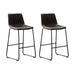 HomeBeyond Set of 2 Pcs Synthetic Leather Upholstered Barstools Armless Dining Chairs with Metal Legs UC-13H - HomeBeyond